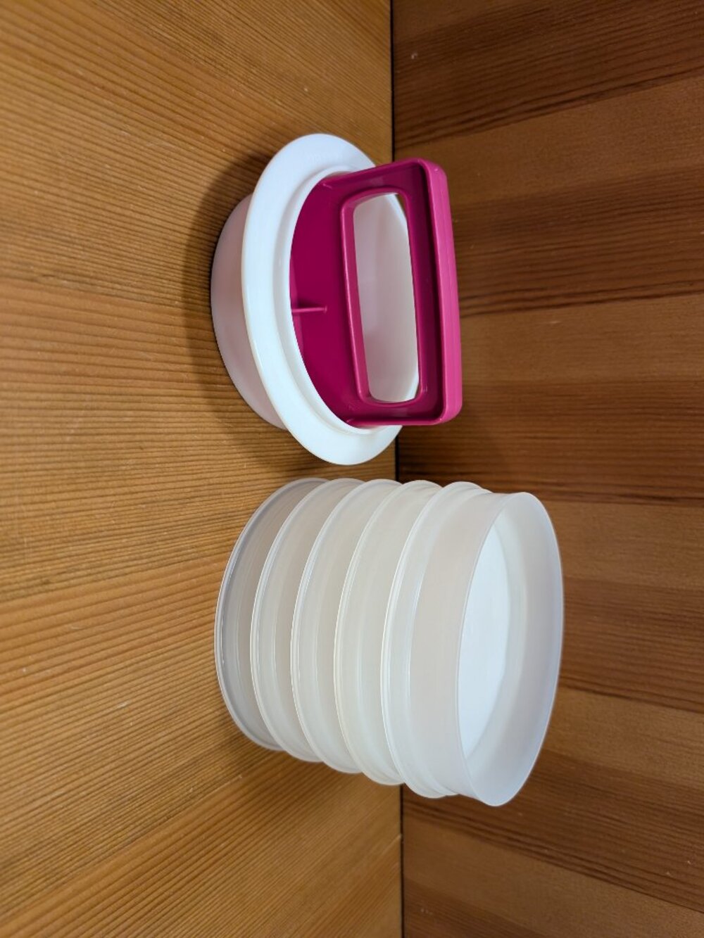 Tupperware Lot of 5 Third Pounder Hamburger Keepers 1927 w/Ring Press - EUC